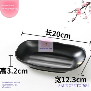 Đĩa nhựa đen nhám hình oval đủ cỡ - Đĩa nhựa phíp để đồ nướng BEEBEHOME