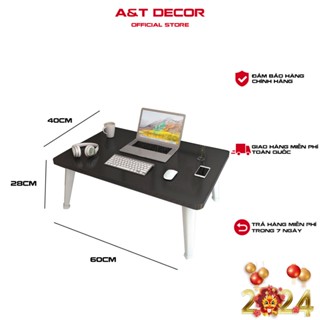Bàn học gấp gọn mini mặt gỗ chân nhựa thông minh ngồi bệt để giường laptop xếp gọn kích thước 40x60x28cm