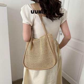 Uumir túi xách đan cói + da handmade thời trang đi biển cho nữ