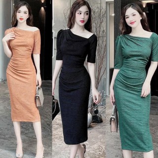 Đầm Bigsize thun Xốp Nhật Dáng Dài Body Siêu Co Giãn Xinh Đẹp Thiết Kế Thời Trang Bigsize Xinh 50-95kg Ennhocobigsize