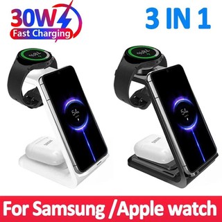 Đế sạc nhanh không dây 30w 3 trong 1 cho iphone 15 14 13 12 samsung galaxy watch 7 6 apple watch airpods pro