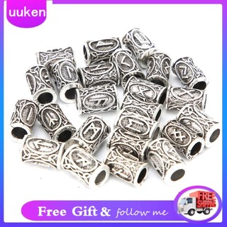 Uukendh 24 cái râu tóc hạt hợp kim vintage dreadlock hạt nam ống