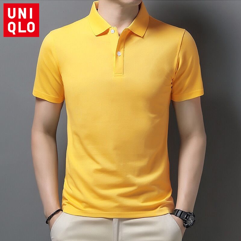 Áo sơ mi Polo Cotton nam Uniqlo màu trơn tay ngắn thoải mái