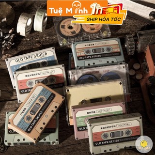 Bộ 2 dải washi tape hình cuộn băng radio kiểu cổ điển trang trí take note WA07