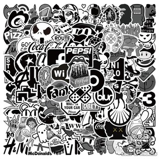 Set 101 Hình Dán Graffiti Brand Logo Sticker Thương Hiệu Đen Trắng Chống Thấm Nước Trang Trí Mũ Bảo Hiểm Ván Trượt Xe 