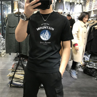 Áo thun ngắn tay cotton mới cho nam, phong cách Hàn Quốc mùa hè, áo nửa tay đơn giản, áo thun tay năm phần tư phong cách Hồng Kông