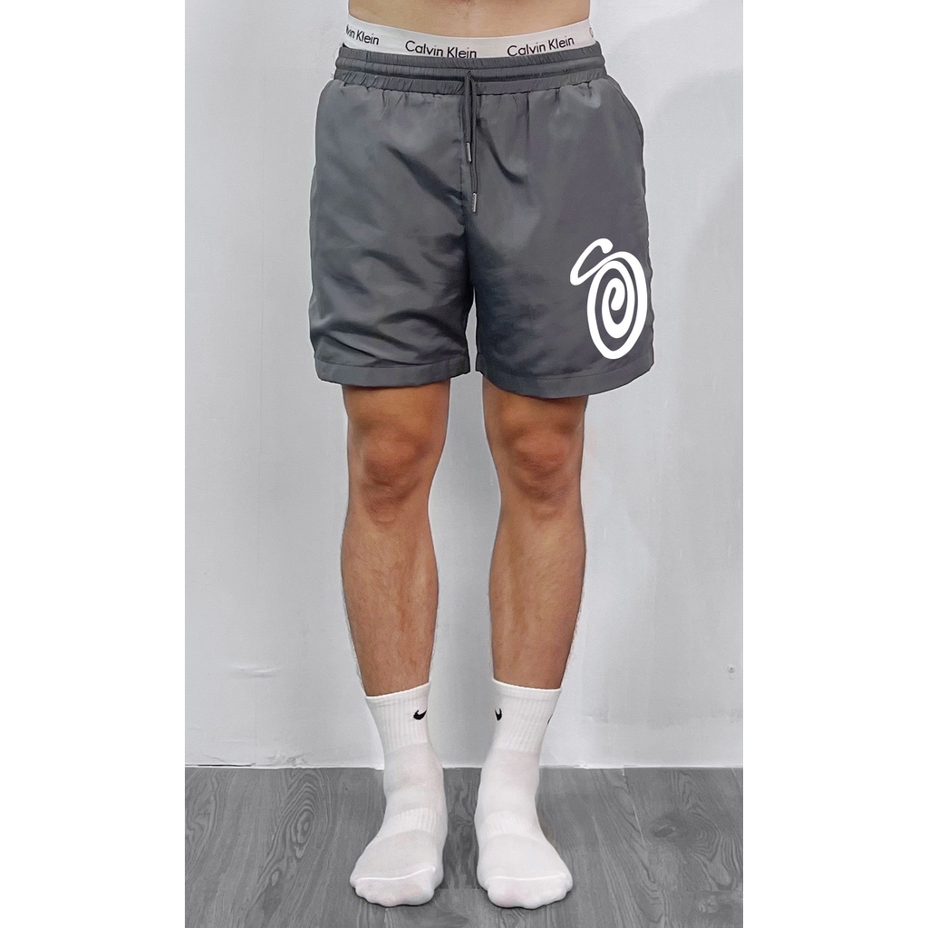 Quần short dù gió thể thao Stussy chữ S form trên đầu gối siêu nhẹ thoải mái chống nước có lót lưới
