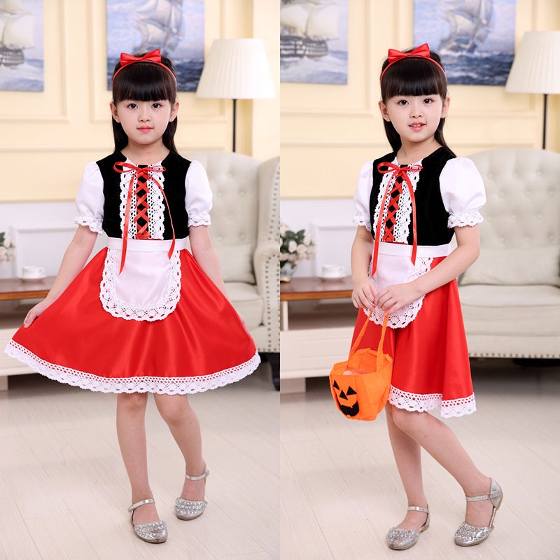 Momo Đầm Hóa Trang Cô Bé Quàng Khăn Đỏ Cho Bé Gái