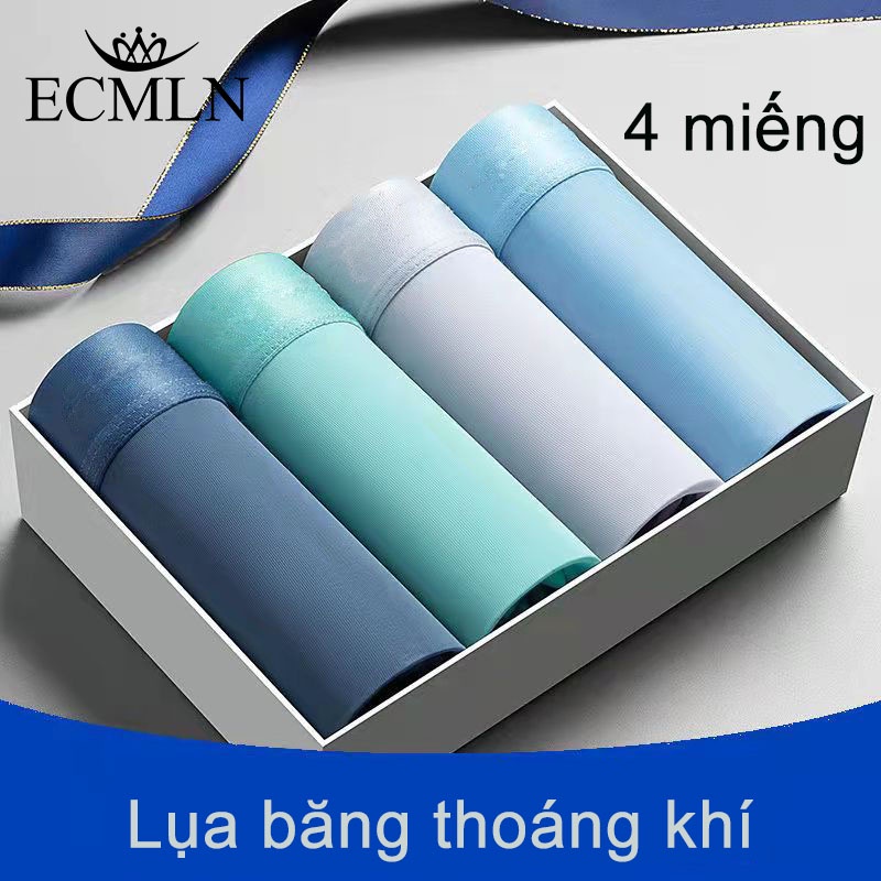 Ecmln Set 4 Quần Lót boxer Lụa Lạnh Mềm Mại Co Giãn Tốt Thiết Kế Hiện Đại Chất Lượng Cao Cho Nam