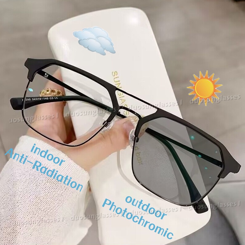 Kính Bảo Hộ Nửa Gọng Màu Sắc Thay Đổi Chống Bức Xạ Chống Ánh Sáng Xanh Phong Cách Hàn Quốc Cho Nam / Nữ