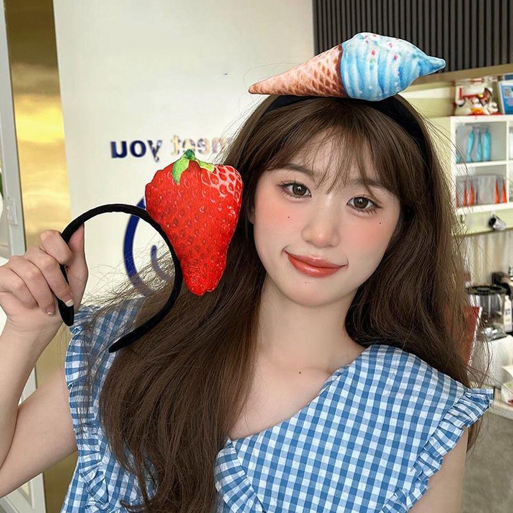 Băng Đô Cài Tóc Hình Bánh Mì / Hamburger / Xương / Kem / Rau Củ Thời Trang 2Lig Cho Bé