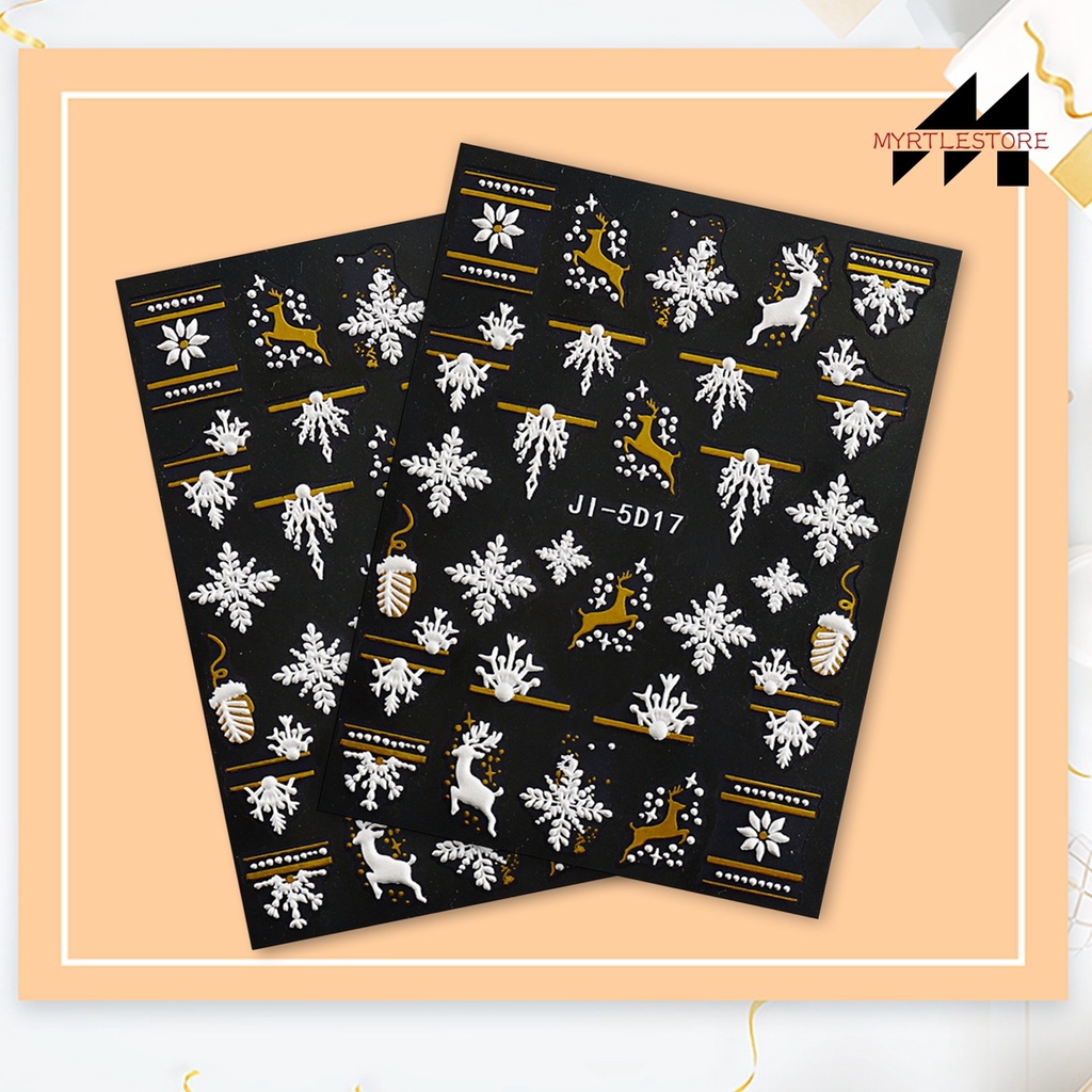 Myrtlestore Nhãn Dán Móng Tay 5d Hình Bông Tuyết Giáng Sinh Dễ Thương Lâu Trôi Dễ Sử Dụng Cho Nữ Và Phụ Nữ