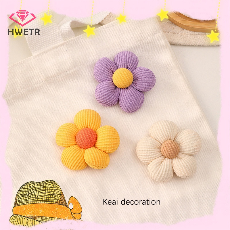 Hwetr Miếng Đệm Hình Hoa Bằng Vải Màu Dễ Thương Dùng Để Trang Trí Tóc / Kẹp Tóc diy Mới