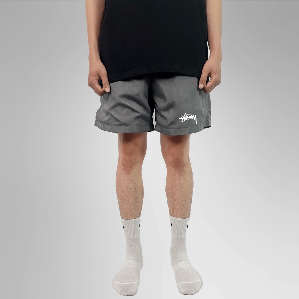 Quần short dù gió thể thao Stussy chữ S form trên đầu gối siêu nhẹ thoải mái chống nước có lót lưới