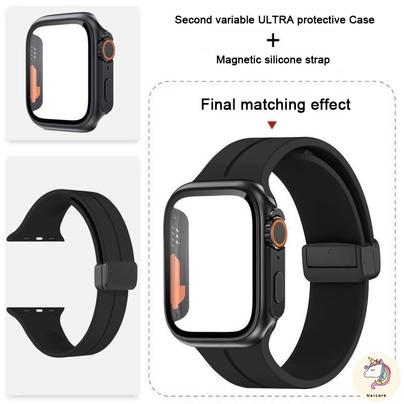 Ốp Dây Đeo silicone Khóa Nam Châm Cho Đồng Hồ Thông Minh apple watch 44mm 45mm 41mm 40mm iwatch series 8 se 7 6 5 4