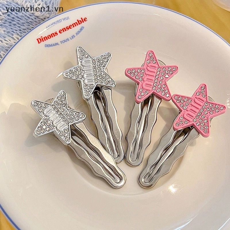 Set 2 Kẹp Tóc Hình Ngôi Sao Năm Cánh Màu Bạc Thời Trang Cho Nữ