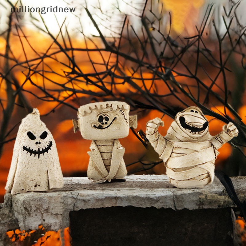 Tượng Ma Bí Ngô halloween mini Bằng Nhựa resin Dễ Thương Trang Trí Nhà Cửa mgn