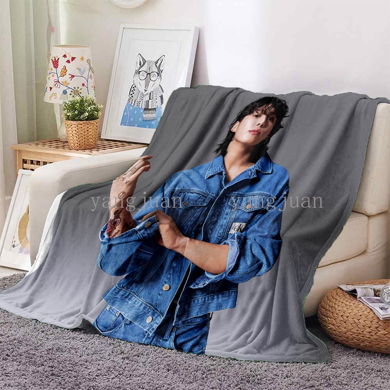 Chăn Giữ Ấm Tùy Chỉnh Mềm Mại In Hình bts jung kook Dùng Khi Đi Dã Ngoại