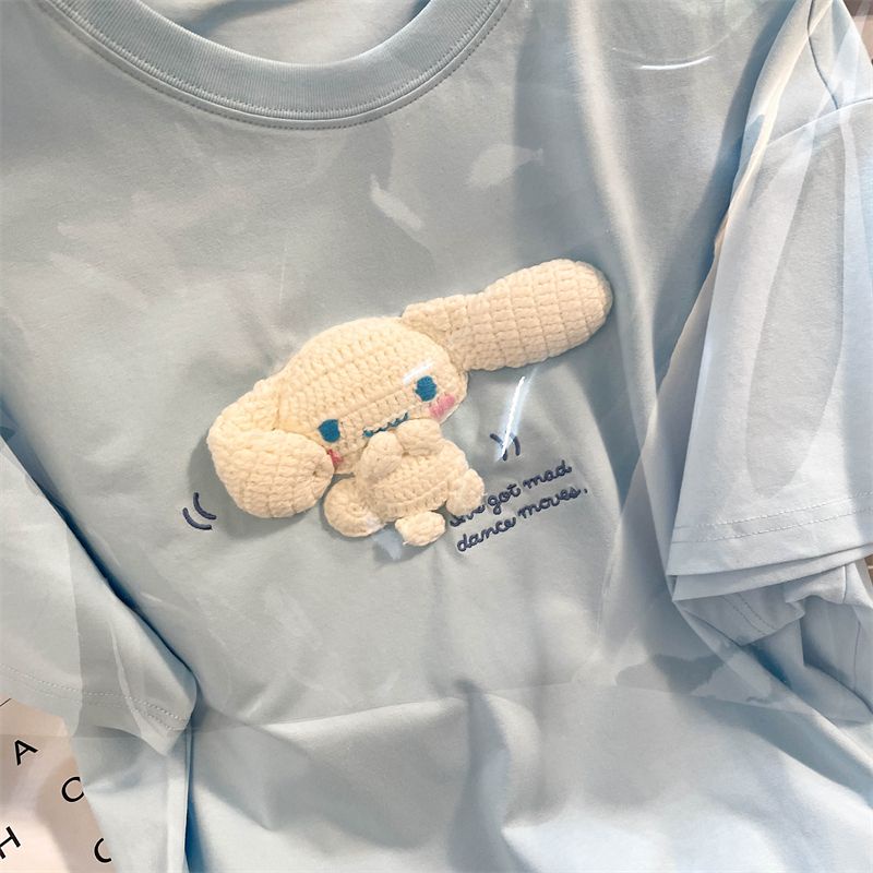 Áo Thun 100% cotton Tay Ngắn In Hình cinnamoroll 3d Dễ Thương