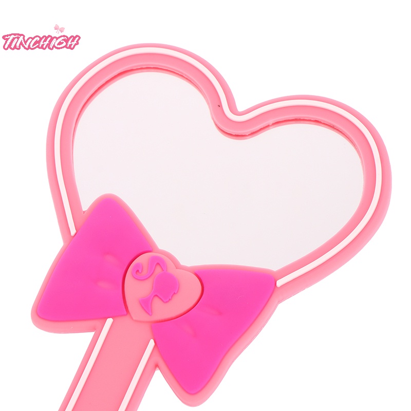 1 Gương Trang Điểm mini Cầm Tay Hình Trái Tim Có Nơ Màu Đỏ Hồng Có Tay Cầm Làm Quà Tặng Du Lịch Cho Phụ Nữ