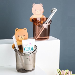 Cốc gấu dán tường đựng bàn chải đánh răng, cốc gấu nâu đựng kem đánh răng -Giuseppe123
