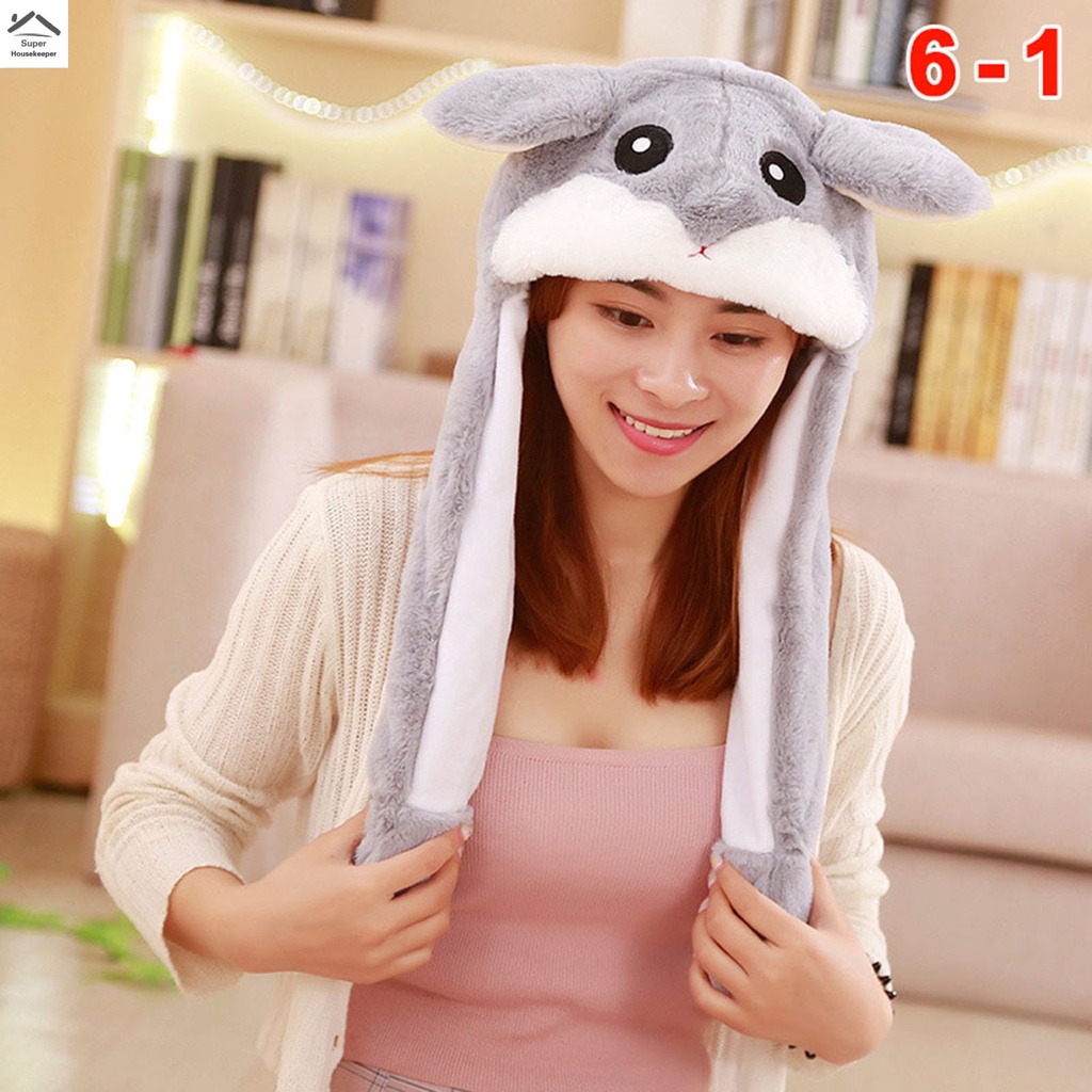 Mũ Trùm Đầu Thiết Kế Tai Thú Bông Siêu Mềm Có Thể Di Chuyển