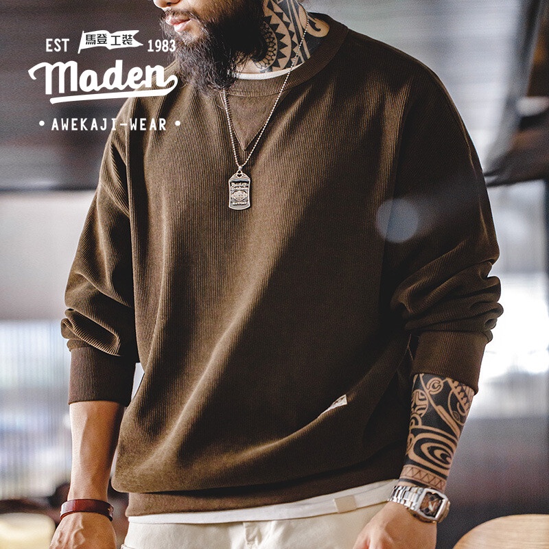 Maden Áo sweater Cổ Tròn Tay Dài Phong Cách vintage Mỹ 2023 Cho Nam
