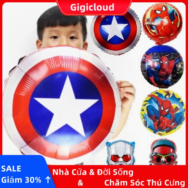 Gigicloud Bong Bóng Lá Nhôm Hình Siêu Anh Hùng marvel avengers Mặt Nạ Người Nhện hulk captain america Hoạt Hình