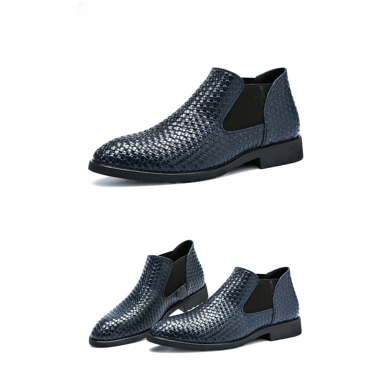 Ielgy Giày Bốt Da Đan Tay Thời Trang Cá Tính Cho Nam chelsea