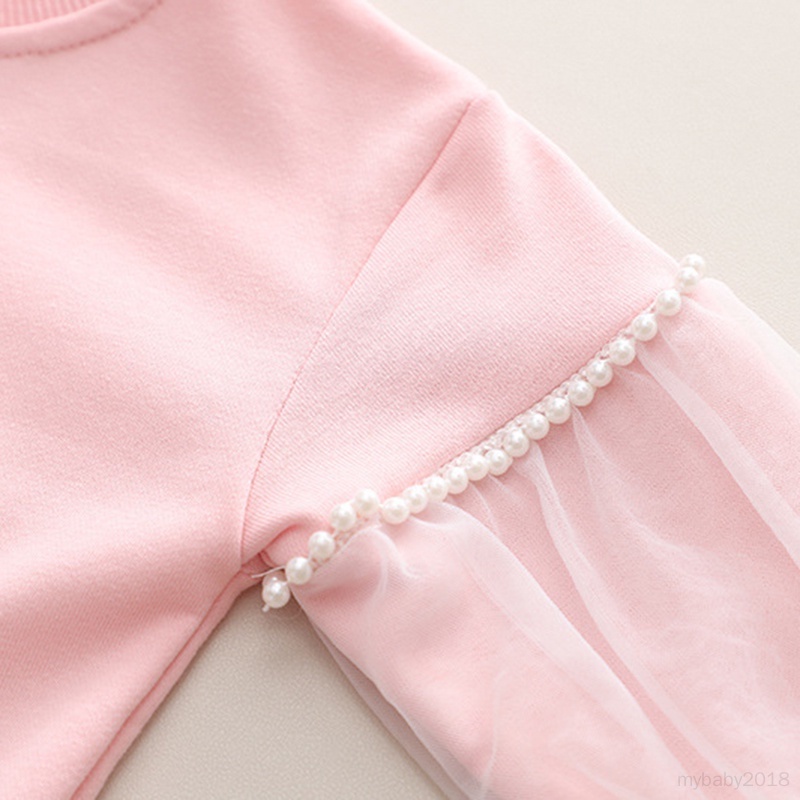 Set Đồ 2 Món Gồm Áo hoodie cotton Tay Phồng Đính Ngọc Trai + Quần Jean Lưng Thun Cho Bé Gái