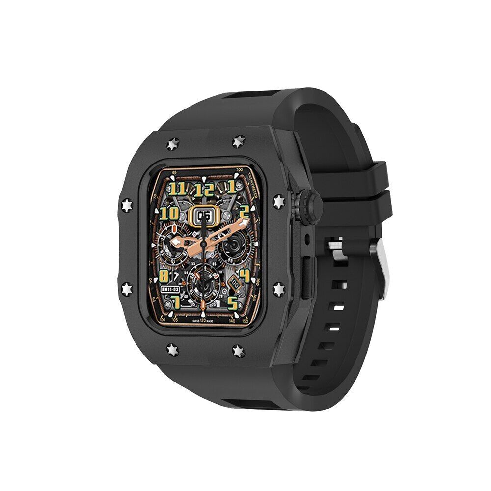 Bộ Dây Cao Su + Vỏ Kim Loại 44mm 45mm Thay Thế Cho iwatch