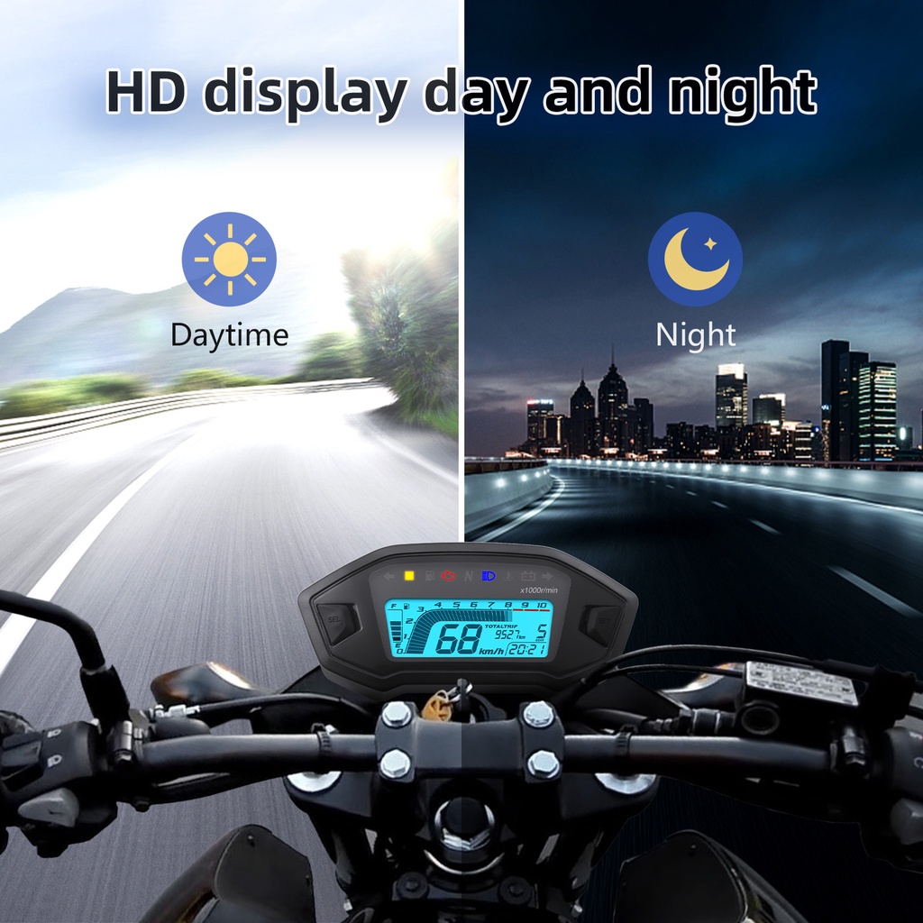 Đồng Hồ Đo Tốc Độ Màn Hình lcd 7 Màu Thông Dụng Cho Xe Máy 1 2 4 Xi Lanh