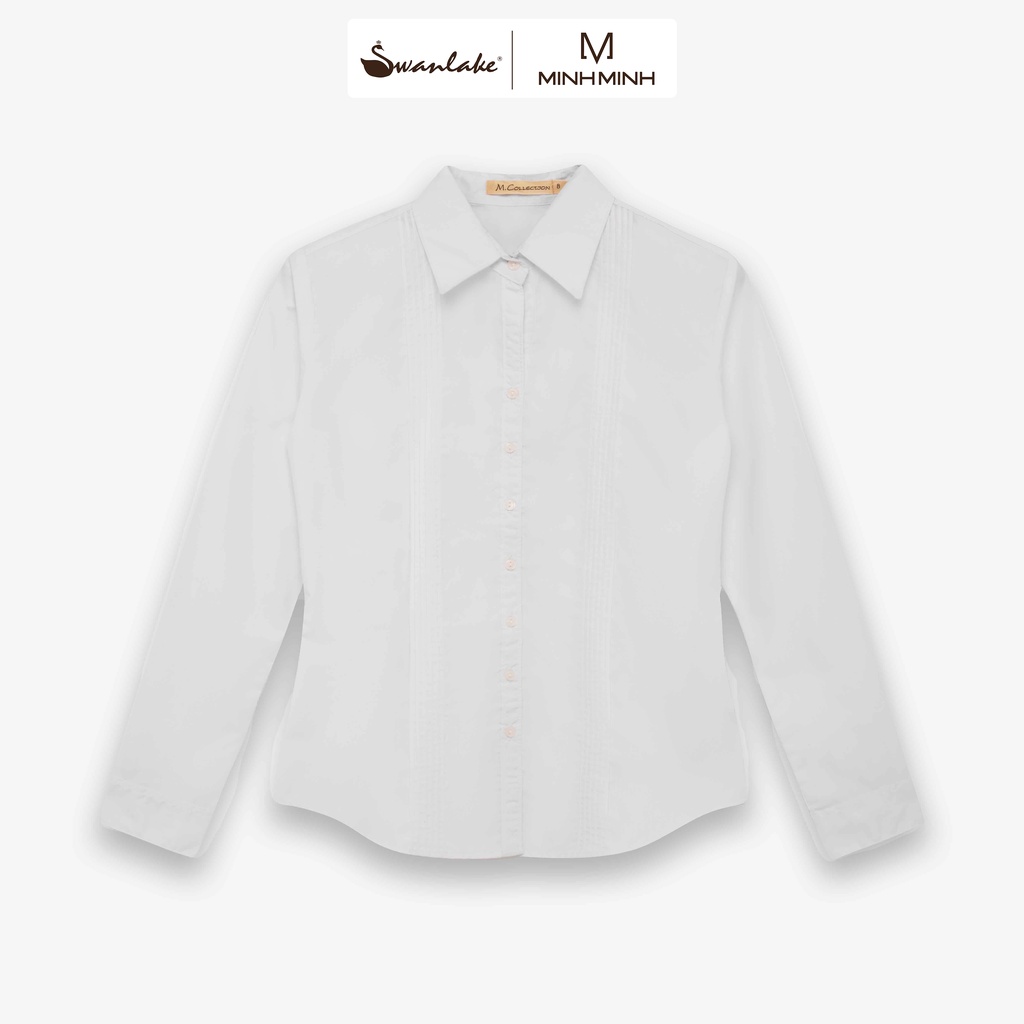Áo Sơ Mi Tay Dài Công Sở Nữ Cotton Phom Ôm Xếp Ly - A10522LW01