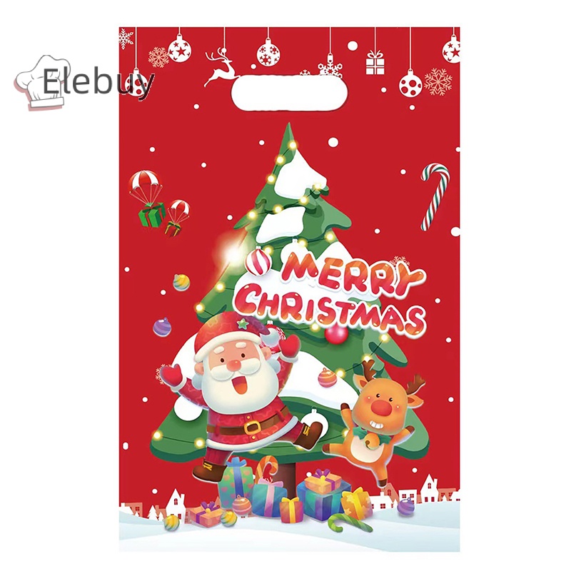 Set 10 túi đựng bánh kẹo ELEBUY trang trí giáng sinh/ tiệc tùng/ năm mới cho bé