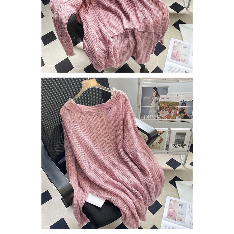Áo sweater Chui Đầu Dáng Rộng Trong Suốt Thoải Mái Thời Trang Xuân Hè 2023