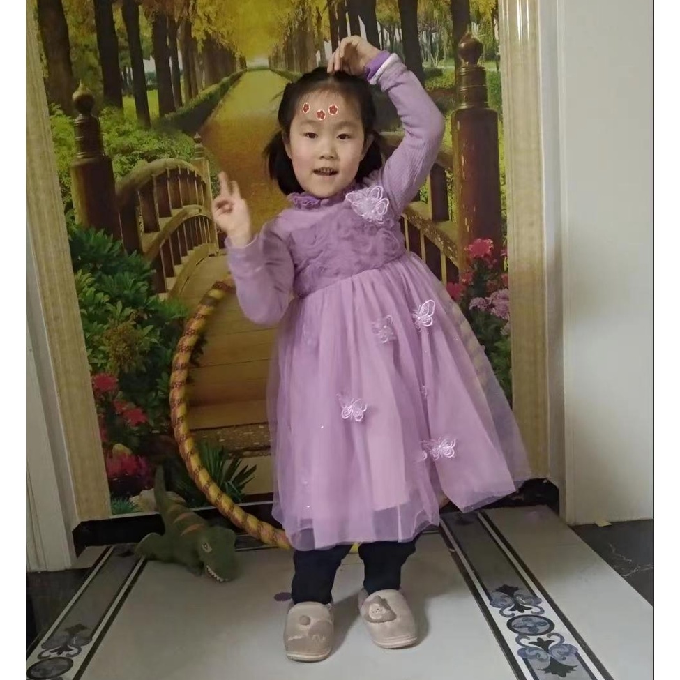 Đầm Dệt Kim Tay Dài Phong Cách Công Chúa Thời Trang Thu Đông Kiểu Mới Dành Cho Bé Gái