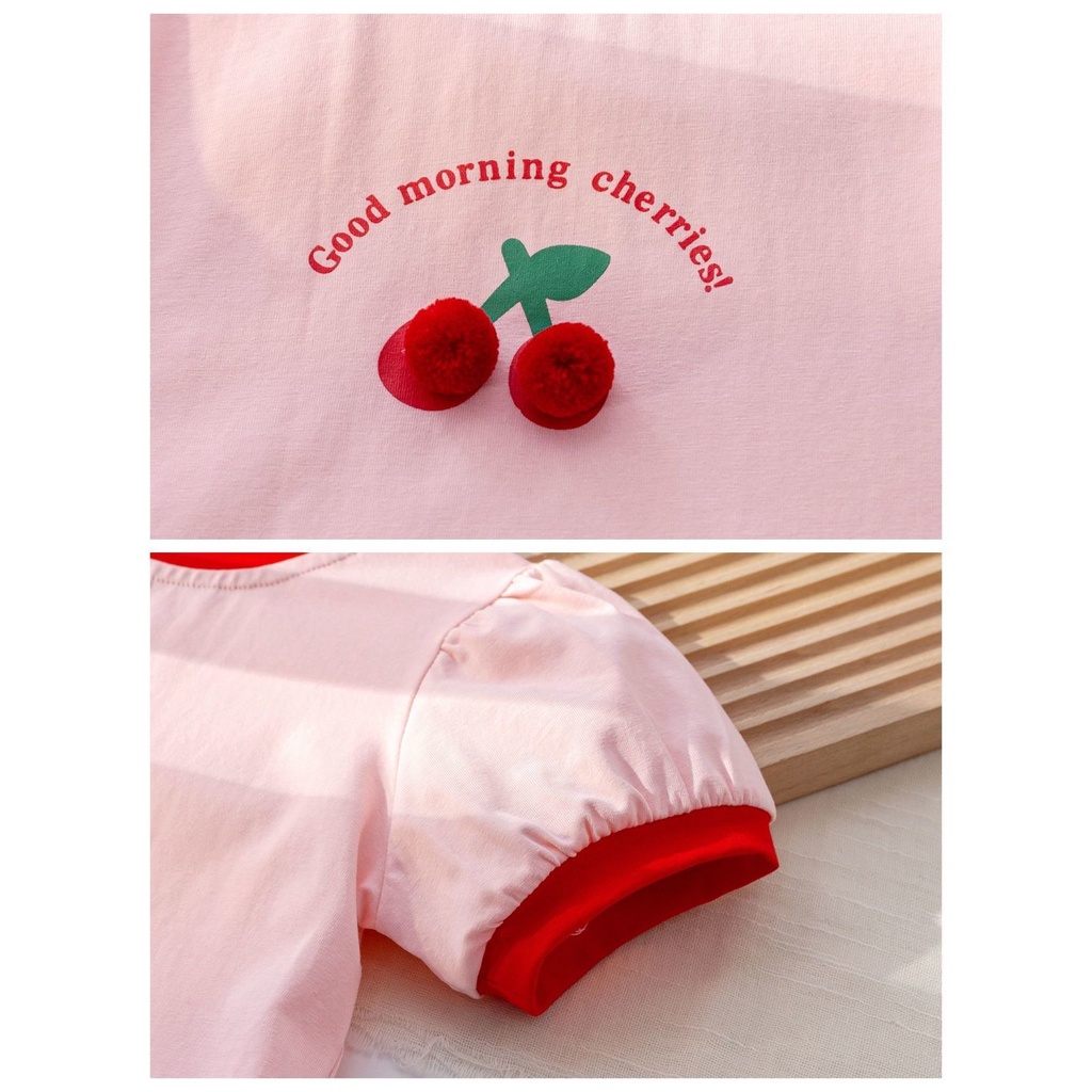 Áo Thun Ba Chiều Tay Ngắn Ngọt Ngào Dễ Thương Thời Trang Mùa Hè Cho Bé Gái