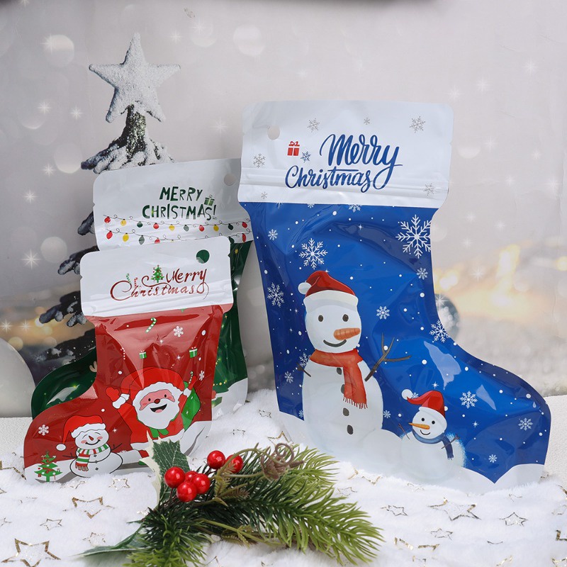 1 Túi Đựng Quà Có Khóa Kéo Hình Giày Bốt Ông Già Noel Người Tuyết Giáng Sinh Năm Mới diy Trang Trí Tiệc Giáng Sinh