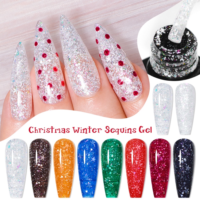 Sơn Móng Tay Gel MEET ACROSS Chủ Đề Giáng Sinh Màu Sắc Lấp Lánh Bán Vĩnh Cửu Để Làm Móng 7ml