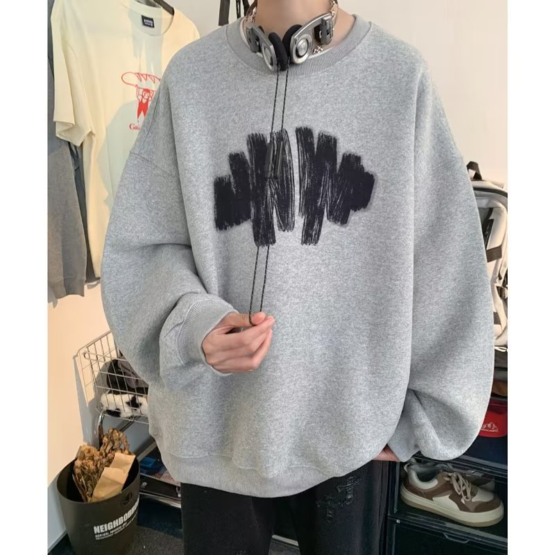 Áo sweater Tay Dài Cổ Tròn Dáng Rộng In Họa Tiết graffiti 8 Màu Thời Trang Mùa Thu Cho Nam
