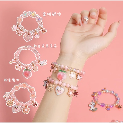 Vòng tay hình hoạt hình ELSA, Bạch Tuyết, Nàng Tiên Cá, Ngựa Pony cho bé gái, vòng tay hợp kim đính đá nhiều mẫu