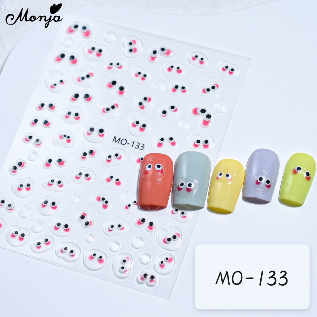 Monja Miếng Dán Trang Trí Móng Tay 3d Hình Quái Vật Hoạt Hình Xinh Xắn