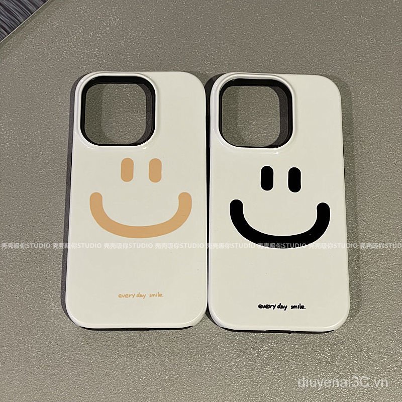 Ốp Điện Thoại in Hình Mặt Cười Phong Cách Hàn Quốc Cho Iphone 13 14Promax 12 11