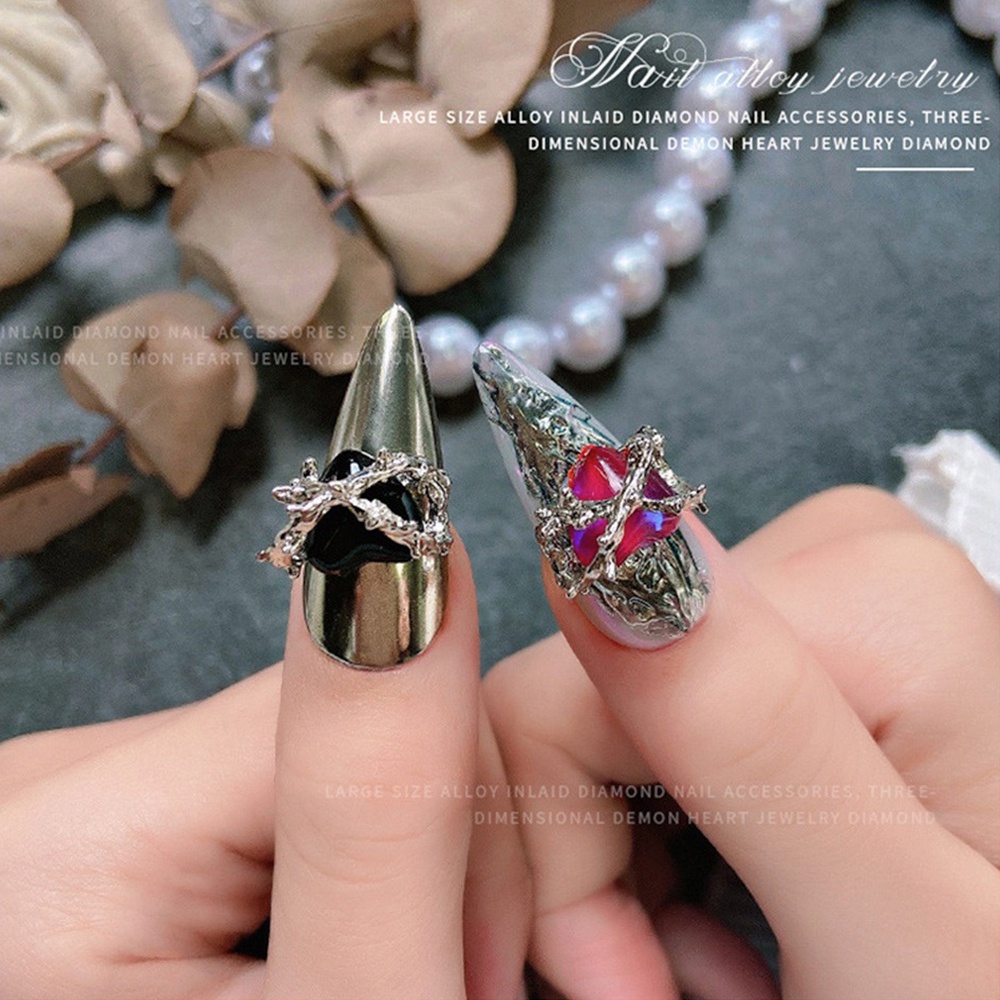 1 Phụ Kiện Trang Trí Móng Tay Hình Trái Tim Đính Đá Lấp Lánh Sang Trọng 5 Màu Tùy Chọn