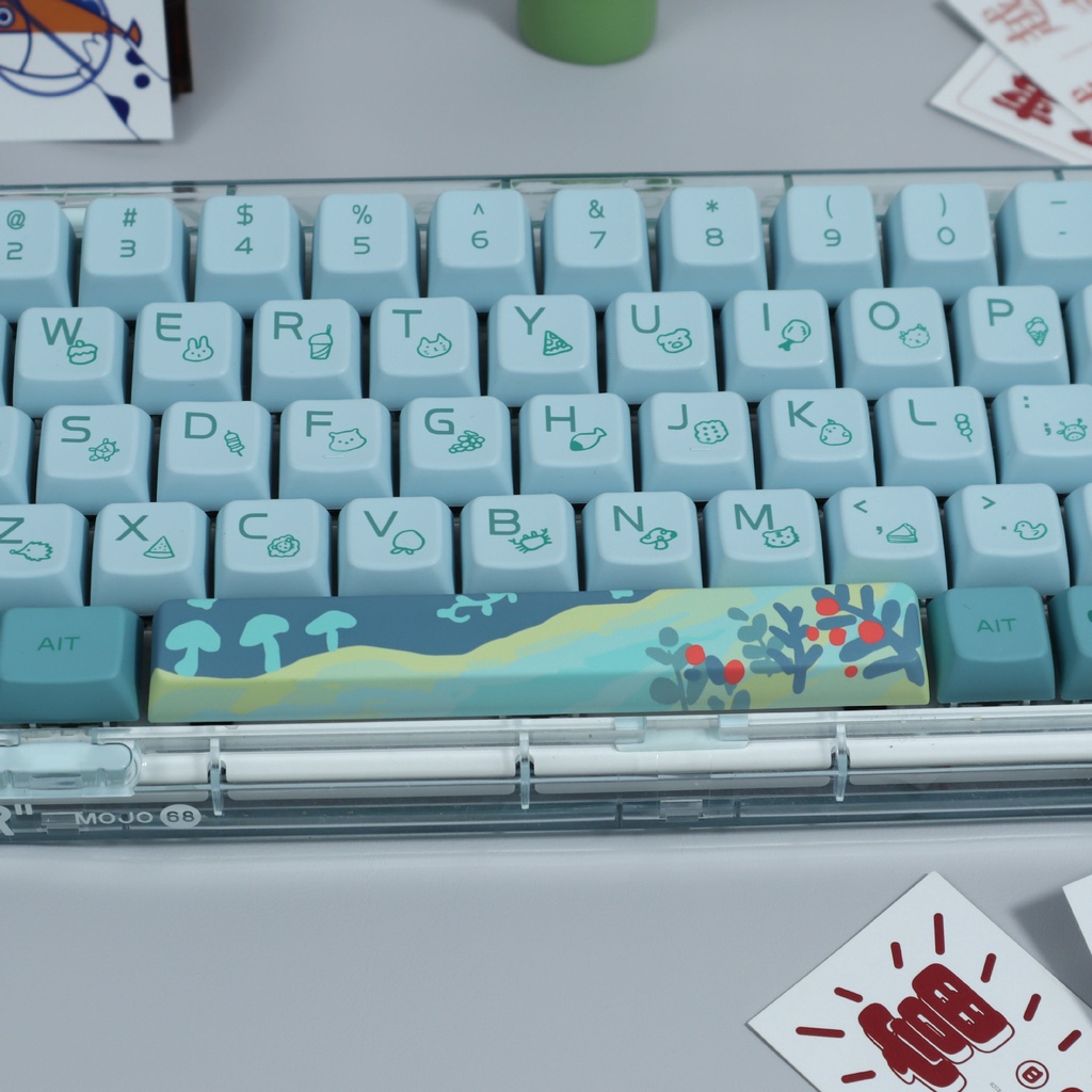 138 Phím Forest Keycaps MDA Profile Màu Xanh Dễ Thương PBT DYE SUB Bàn Phím Cơ Keycap