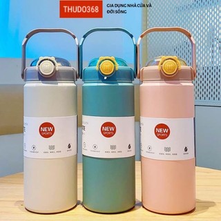 Bình giữ nhiệt cao cấp inox 304 cao cấp 1200ml có ống hút tặng kèm sticker dán bình