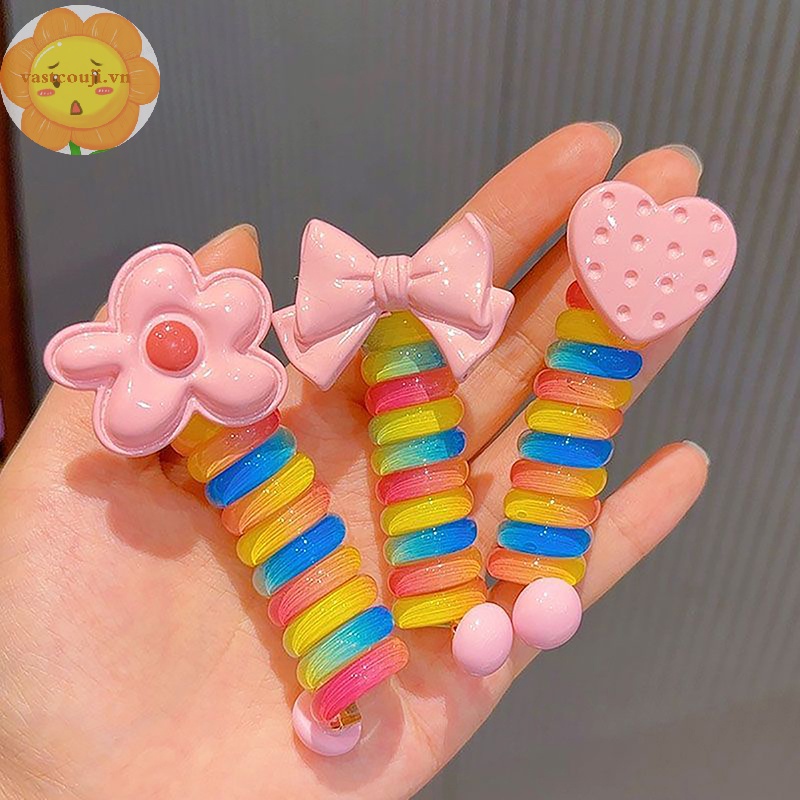 Vastji Dây Buộc Tóc Đuôi Ngựa Co Giãn Nhiều Màu Sắc Cho Bé Gái vn