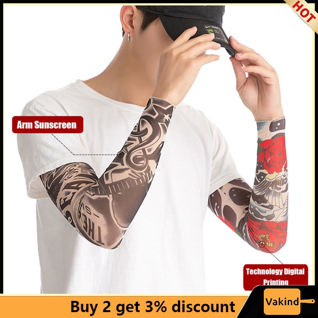 2 Ống Tay Áo Chống Nắng Tia uv Họa Tiết Hình Xăm Dành Cho Nam Nữ