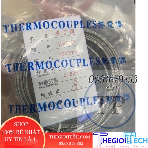 Đầu dò nhiệt độ 2 dây hệ K đầu dò cảm biến đo từ 0°C đến 800 độ chiều dài 2 mét thích hợp với đồng hồ nhiệt độ