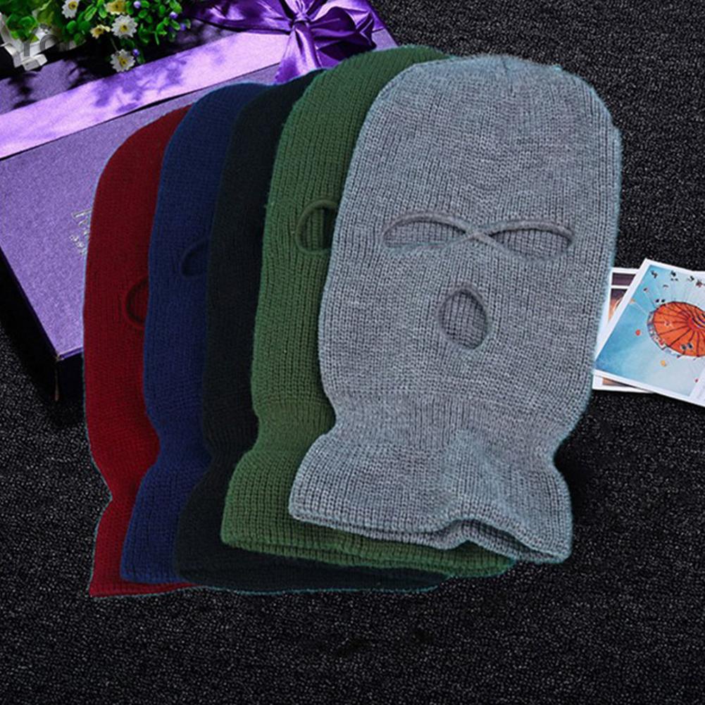 Mũ Trùm Đầu Dệt Kim Có Mặt Nạ acrylic 3 Lỗ Ấm Áp Khi Đi Xe Đạp / Trượt Tuyết